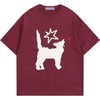 image:imageAelfric Eden Cartoon Tees Unisex Fuzzy Cat Star Tshirts Casual Summer Short Sleeve Shirt Cotton Cute TopRed