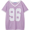 image:imageAelfric Eden Mesh Y2K Jersey Unisex V Neck 96 Graphic Cute Short Sleeve Top  Breathable Mesh Fabric V Neck Jersey Bold No96 Print Oversized Women Short Sleeve Retro Y2K Casual Summer Streetwear TopPurple