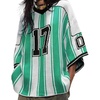 image:imageAelfric Eden Oversized Stripe Graphic Football Jersey Unisex Knit Sweater  Soft Breathable Knit Sweater 34 Length Sleeve Womens Tops V Neck Stripe Oversized Unisex Fit Etro Streetwear Pullover TopGreen