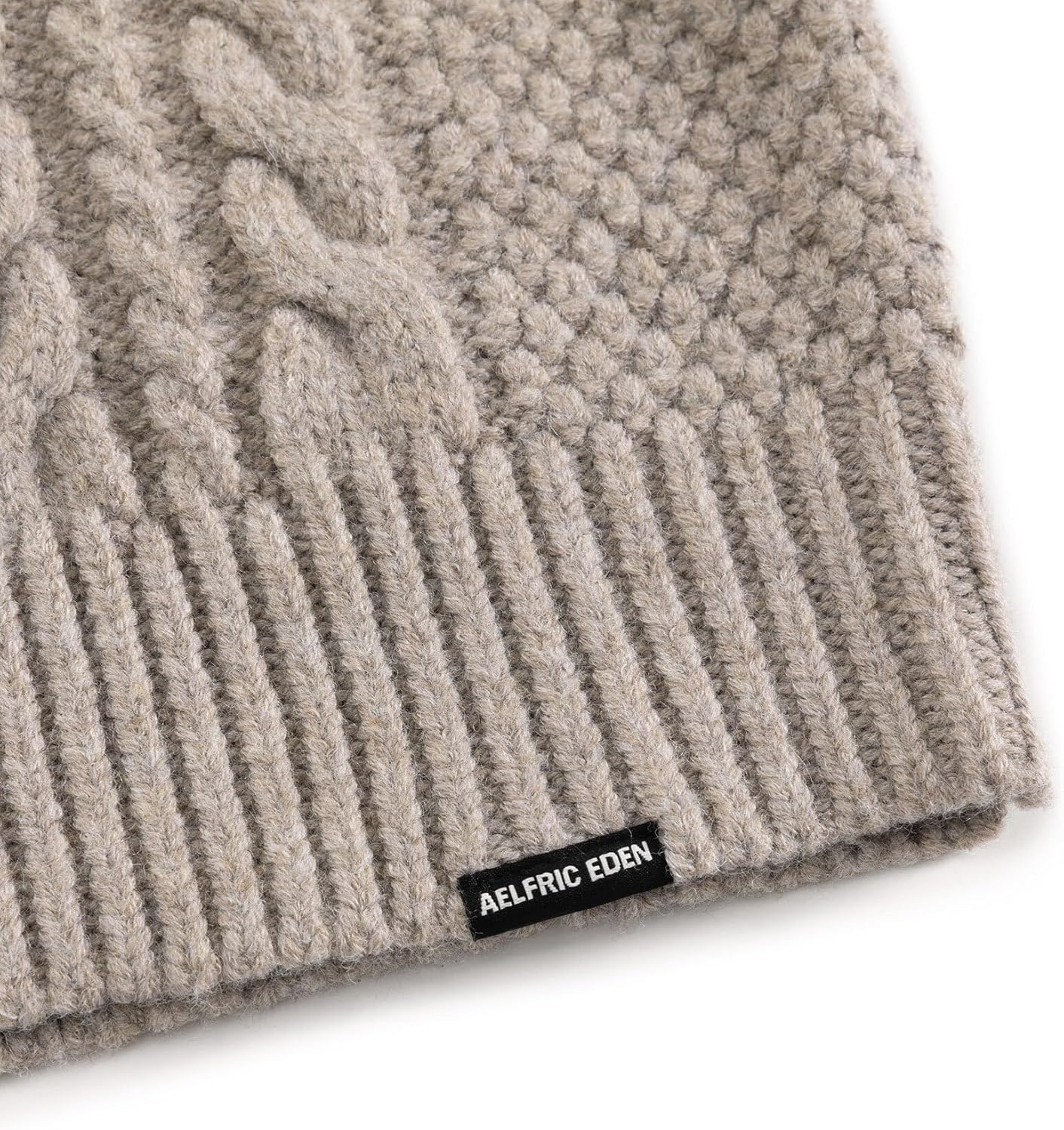 image:imageAelfric Eden Sweaters for Women Oversized Chunky Cable Knit Crew Neck  Unisex Long Sleeve Loose Fit Soft Comfy Fall Winter Pullover Classic Vintage Basic Solid Casual Trendy TopsLight Khaki