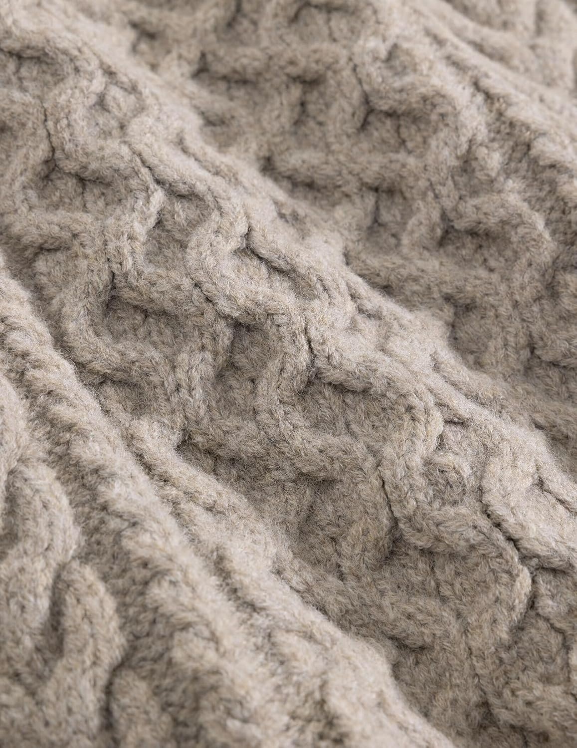 image:imageAelfric Eden Sweaters for Women Oversized Chunky Cable Knit Crew Neck  Unisex Long Sleeve Loose Fit Soft Comfy Fall Winter Pullover Classic Vintage Basic Solid Casual Trendy TopsLight Khaki