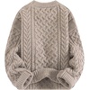image:imageAelfric Eden Sweaters for Women Oversized Chunky Cable Knit Crew Neck  Unisex Long Sleeve Loose Fit Soft Comfy Fall Winter Pullover Classic Vintage Basic Solid Casual Trendy TopsLight Khaki