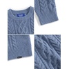 image:imageAelfric Eden Sweaters for Women Oversized Chunky Cable Knit Crew Neck Solid Pullover Sweater Trendy Vintage Fall TopsBlue