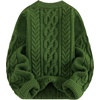 image:imageAelfric Eden Sweaters for Women Oversized Chunky Cable Knit Crew Neck Solid Pullover Sweater Trendy Vintage Fall TopsGreen