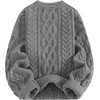 image:imageAelfric Eden Sweaters for Women Oversized Chunky Cable Knit Crew Neck Solid Pullover Sweater Trendy Vintage Fall TopsGrey