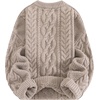 image:imageAelfric Eden Sweaters for Women Oversized Chunky Cable Knit Crew Neck Solid Pullover Sweater Trendy Vintage Fall TopsLight Khaki