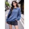 image:imageAelfric Eden Womens Fall Long Sleeve Sweater Button Down Polo Lapel V Neck Cable Knitted Pullover Fashion OutfitsDark Blue