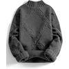 image:imageAelfric Eden Womens Oversized Cable Knit Chunky Sweater Mock Neck Long Sleeve Heart Knit Pullover Sweater 2026 Fall OutfitDark Grey