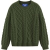 image:imageAelfric Eden Oversized Cable Knit Sweater for Women Crewneck Pullover  Chunky lantern sleeve sweater relaxed loose fit fall winter outfits casual streetwear school travel and weekend wearGreen