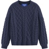 image:imageAelfric Eden Oversized Cable Knit Sweater for Women Crewneck Pullover  Chunky lantern sleeve sweater relaxed loose fit fall winter outfits casual streetwear school travel and weekend wearNavy Blue