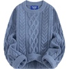 image:imageAelfric Eden Sweaters for Women Oversized Chunky Cable Knit Crew Neck Solid Pullover Sweater Trendy Vintage Fall TopsBlue