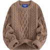 image:imageAelfric Eden Sweaters for Women Oversized Chunky Cable Knit Crew Neck Solid Pullover Sweater Trendy Vintage Fall TopsBrown