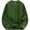 image:imageAelfric Eden Sweaters for Women Oversized Chunky Cable Knit Crew Neck Solid Pullover Sweater Trendy Vintage Fall TopsGreen