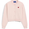 image:imageAelfric Eden Womens Cropped Cardigan Sweater Knit Button Front Long Sleeve  Mini Heart Embroidery Loose Long Sleeve Drop Shoulder Oversized Relaxed Fit Ribbed Cuffs Y2k Casual Fall Spring OutfitsPink
