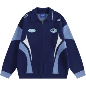 image:imageAelfric Eden Cardigan Sweater for Women Men Racing Patchwork Zip Up Cardigans Graphic Casual Y2k 2025 OutfitsBlue