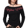 image:imageAelfric Eden Womens Chain Graphic OffShoulder Tops TShirt Tee Long SleevedBlack