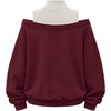 image:imageAelfric Eden Womens Boxy Off The Shoulder Mock Neck SweatshirtDark Red