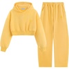 image:imageAelfric Eden Baggy Sweatsuit Set for Womens Fleece 2 Piece Outfits Tracksuit Matching Crop Top Hoodies Barrel PantsYellow