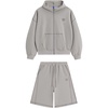 image:imageAelfric Eden Cloud Boxy Sweat Set 2 Piece Outfits Sweatsuit Shorts Sets 2026 Zipper Hoodie Oversized Lounge Matching SetGrey