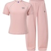 image:imageAelfric Eden Cloud Slim Sweat Set 2 Piece Sets for Women Summer Short Sleeve Tops Baggy Barrel Pants Tracksuit SetsPink