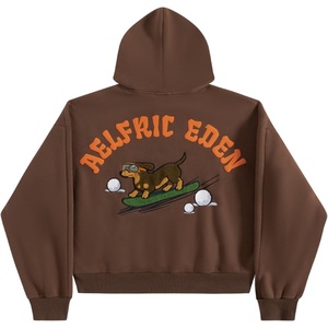 image:imageAelfric Eden Boxy Dachshund Graphic Hoodie Fleece Lined Pullover Unisex Casual Streetwear SweatshirtBrown