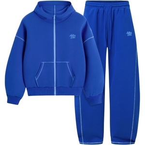 image:imageAelfric Eden Cloud Boxy 2 Piece Fall Lounge Sets for Women Men Zip Up Hoodie Oversized Casual SweatsuitsBlue