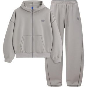image:imageAelfric Eden Cloud Boxy 2 Piece Fall Lounge Sets for Women Men Zip Up Hoodie Oversized Casual SweatsuitsGrey