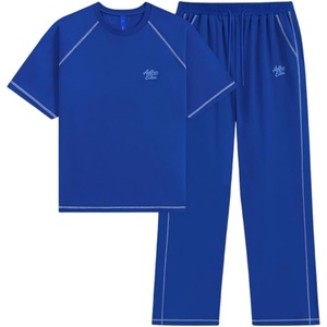 image:imageAelfric Eden Cloud Classic Sweat Set 2 Piece Outfits Summer Short Sleeve Top and Sweatpants Set Lounge Matching SetsBlue