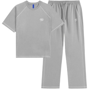 image:imageAelfric Eden Cloud Classic Sweat Set 2 Piece Outfits Summer Short Sleeve Top and Sweatpants Set Lounge Matching SetsDark Grey