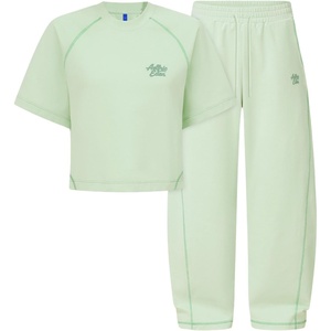 image:imageAelfric Eden Cloud Cropped Sweat Sets Summer 2 Piece Outfits Crop Top High Waisted Baggy Barrel Sweatpants SweatsuitGreen