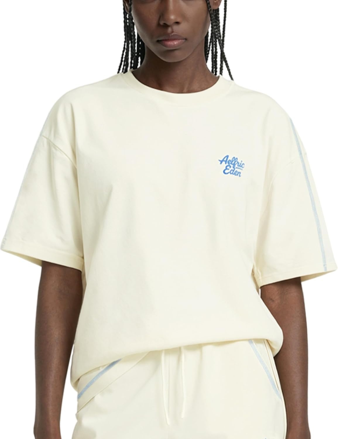 image:imageAelfric Eden Women Cloud Oversized Tshirt for Women Crewneck Short Sleeve Casual Summer Solid Color Basic TeesApricot