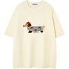 image:imageAelfric Eden Mens Oversized Graphic Tees Dog Embroidery Casual Women Tshirts Short Sleeve Top Cotton Cute Tee ShirtApricot