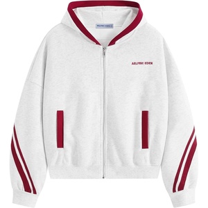 image:imageAelfric Eden Boxy Contrast Stripe Zip Up Hoodie Streetwear Hooded JacketGrey