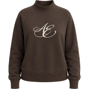 image:imageAelfric Eden Boxy Mock Neck Sweatshirt Womens Casual PulloverBrown