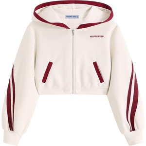image:imageAelfric Eden Cropped Contrast Stripe Zip Up Hoodie Casual Y2K JacketBeige Red Extended 5cm