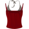 image:imageAelfric Eden Women Two in One Leopard Halter Studded Crop Cami TopRed