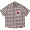 image:imageAelfric Eden Unisex Plaid Short Sleeve Button Down Shirt CutOut Heart TopsKhaki