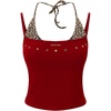 image:imageAelfric Eden Women Two in One Leopard Halter Studded Crop Cami TopRed