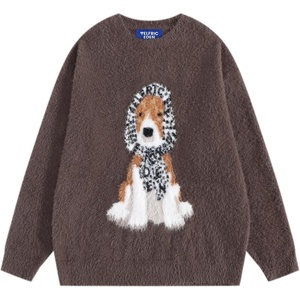 image:imageAelfric Eden Graphic Sweater Cute Dog Sweaters Vintage Oversized Crewneck Knit Pullover Streetwear Y2k TopsBrown