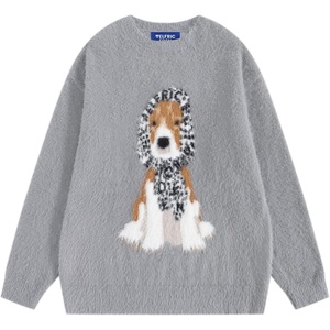image:imageAelfric Eden Graphic Sweater Cute Dog Sweaters Vintage Oversized Crewneck Knit Pullover Streetwear Y2k TopsGray