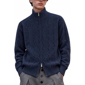 image:imageAelfric Eden Mens Cardigan Sweater Cable Knit Double Zip Up SweatersBlue