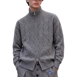 image:imageAelfric Eden Mens Cardigan Sweater Cable Knit Double Zip Up SweatersGray