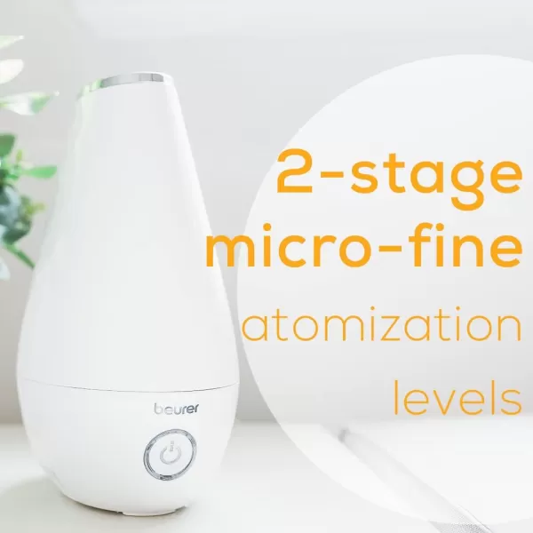 Beurer LB37 2in1 Essential Oil Diffuser ampamp Air Humidifier2L Tank NightMode Auto shutoff for Bedrooms Baby Kids RoomsChoose from 10 Scents AromatherapyUltrasonic Air Vaporizer Cool MistWhiteHumidifier  Aroma Diffisuer