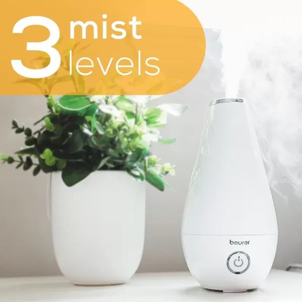 Beurer LB37 2in1 Essential Oil Diffuser ampamp Air Humidifier2L Tank NightMode Auto shutoff for Bedrooms Baby Kids RoomsChoose from 10 Scents AromatherapyUltrasonic Air Vaporizer Cool MistWhiteHumidifier  Aroma Diffisuer