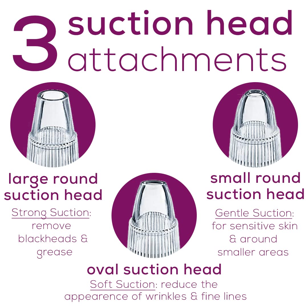 Beurer Blackhead Remover Pore Vacuum with 3 Suction Head Attachments amp 5 Suction Levels for All Skin Types  Blackhead Vacuum for Deep Cleansing FC41Black Head Remover