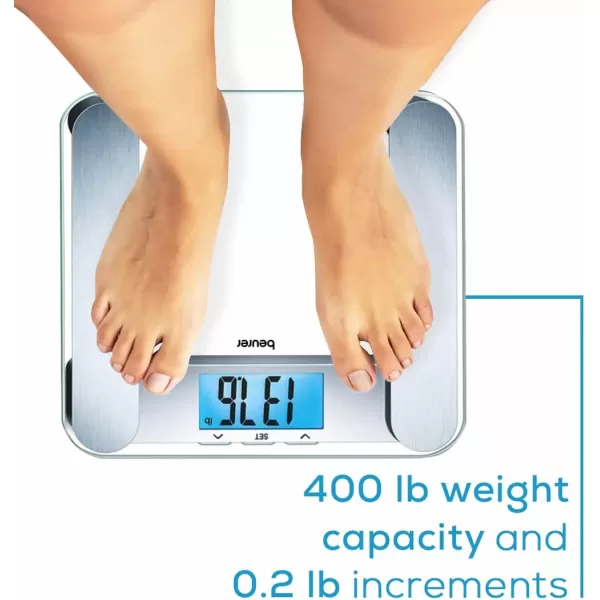 Beurer BF221 Body Fat Scale  XL Digital Weight Scale amp Body Fat Analyzer  Measures Body Weight Body Fat Body Water Bone Mass amp Muscle  Auto Recognition 10 Memory Spaces  for Weight ControlSilver BF221  Body Analysis