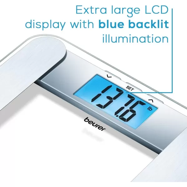 Beurer BF221 Body Fat Scale  XL Digital Weight Scale amp Body Fat Analyzer  Measures Body Weight Body Fat Body Water Bone Mass amp Muscle  Auto Recognition 10 Memory Spaces  for Weight ControlSilver BF221  Body Analysis