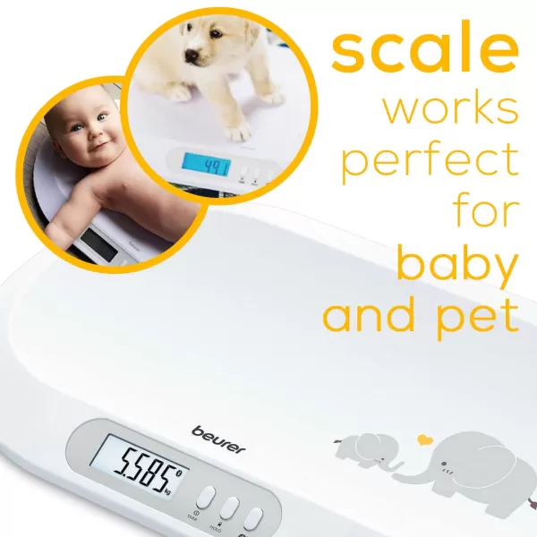 Beurer BY90 Baby Scale Pet Scale Digital with Measuring Tape tracking weight with App  For Infant Newborn Toddler Puppy Cat  Animals  LCD Display weighs LbsKgOz Highly accurateBaby Scale with Bluetooth