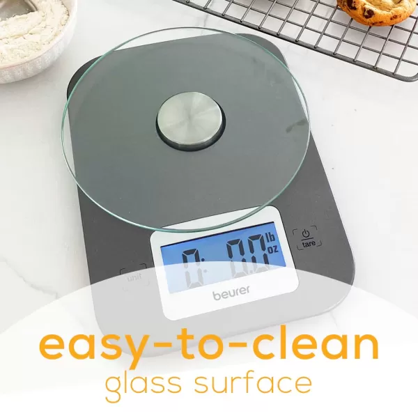 Beurer KS26 Kitchen Scale High Accuracy Digital Food Scales Weight Grams and Oz 11 lbs Capacity LCD Display for Baking Cooking Meal Prep Keto Coffee Beans and MoreKS26  Basic with Buttons