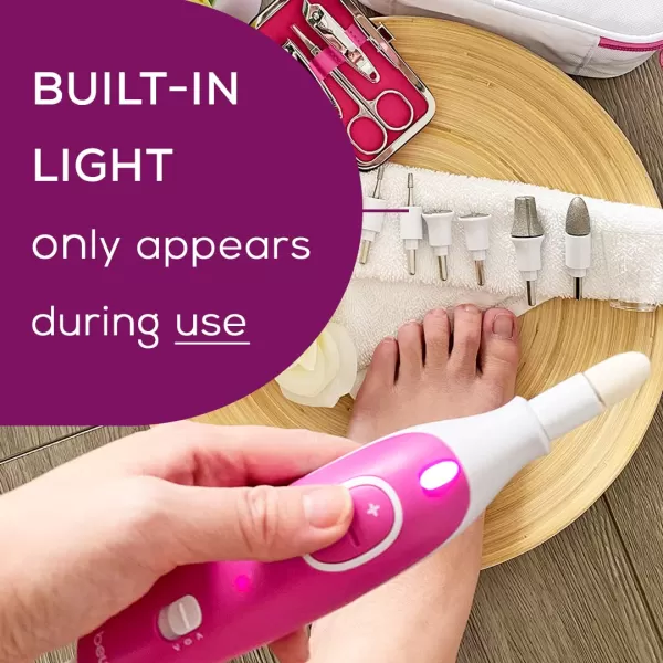 Beurer MP44 Professional Manicure and Pedicure Nail Drill set Efile with 7 attachments LED light Electric nail file with additional manual nail kit PinkMP44  Nail Care Set and LED